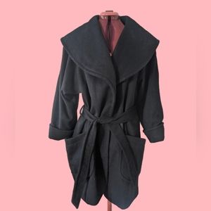 Vintage 90s Jonathan Michael 100 Wool black wrap coat made in the USA